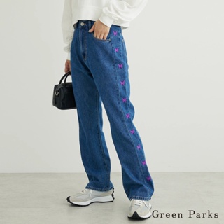 Green Parks 蝴蝶圖案刺繡設計喇叭剪裁牛仔褲(6P33L0F0900)