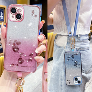 斜挎揹帶 iPhone 16 15 14 13 12 Pro 保護殼 蘋果 i11 XS i7 手機殼 水鑽透明殼 軟殼