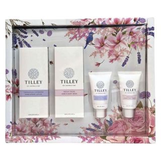 Tilley 身體洗護香氛禮盒 玫瑰沐浴乳+薰衣草身體乳400ml+護手霜 45mlX2(薰衣草/玫瑰) C141606