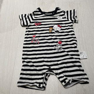 Uniqlo sanrio kitty 黑白條紋 70 短袖 包屁衣 連身衣 短褲