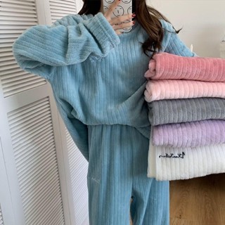 睡衣 睡褲 睡衣套裝女裝 居家服 珊瑚絨睡衣 絨毛睡衣 睡衣冬天 毛毛睡衣 睡衣女