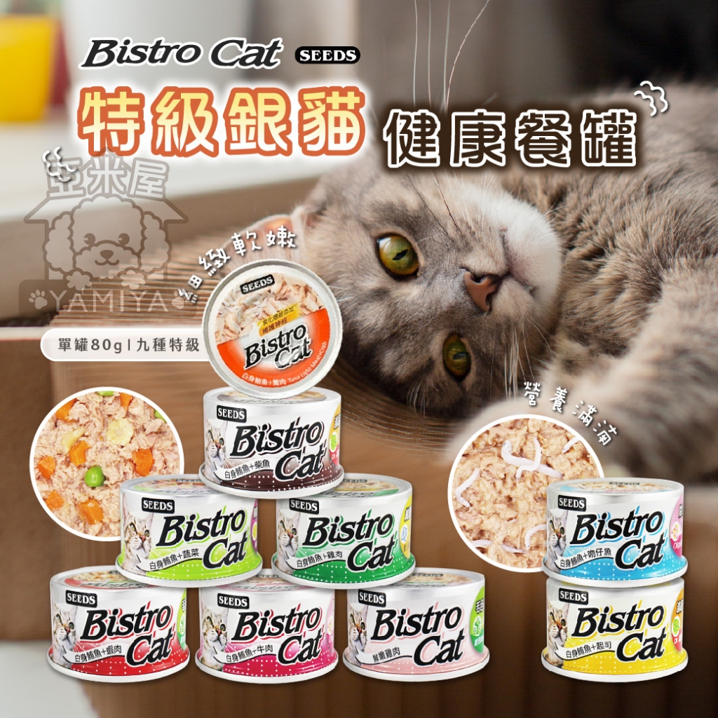 【亞米屋Yamiya】Bistro Cat 小銀罐 惜時 SEEDS 健康貓餐罐 特級銀貓 貓罐頭 貓咪罐 貓