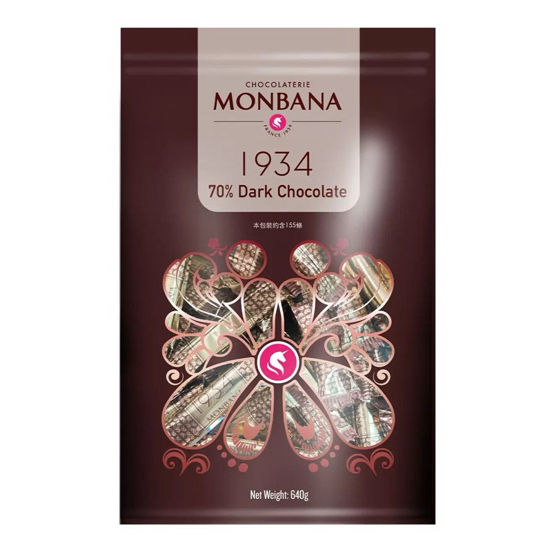 現貨 請直接下標 期限2025/10/02 好市多Monbana 1934 70%迦納黑巧克力條 640公克
