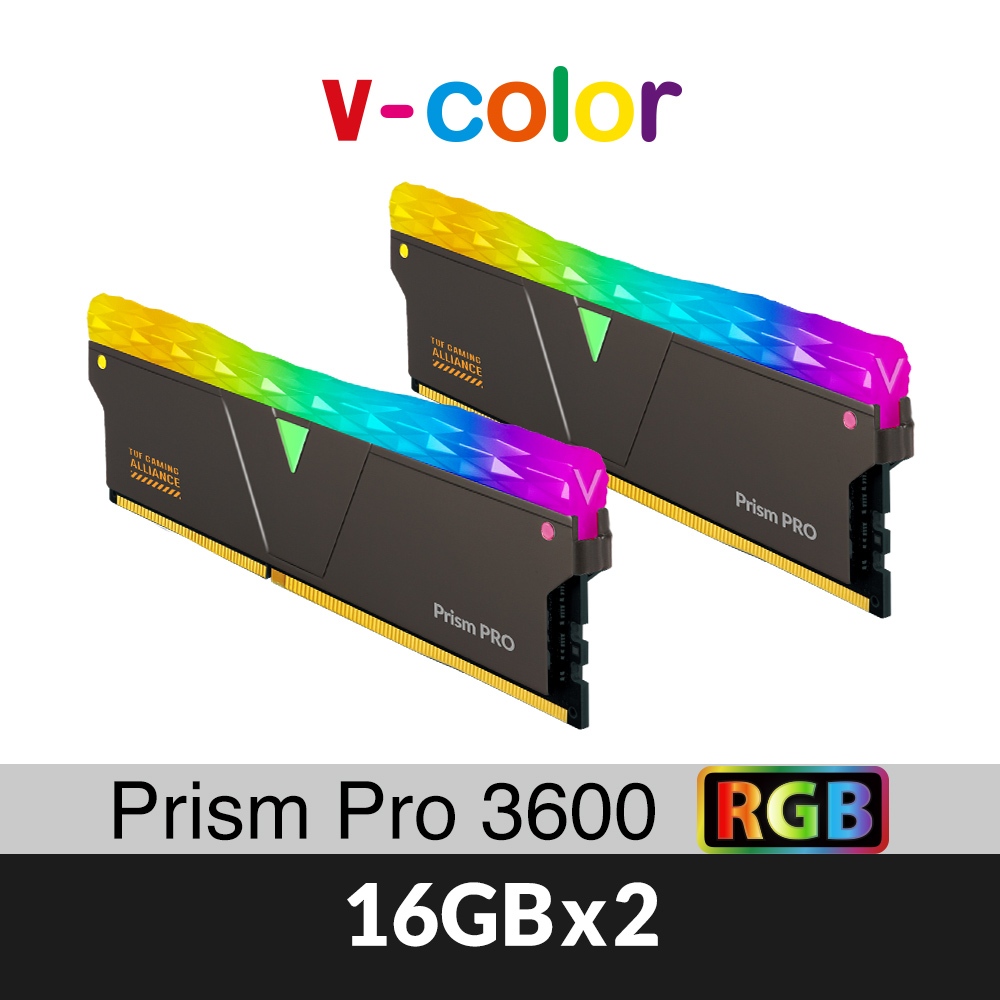 v-color 全何 Prism Pro系列 TUF聯名 DDR4 3600 32G(16GX2) RGB桌上型超頻記憶