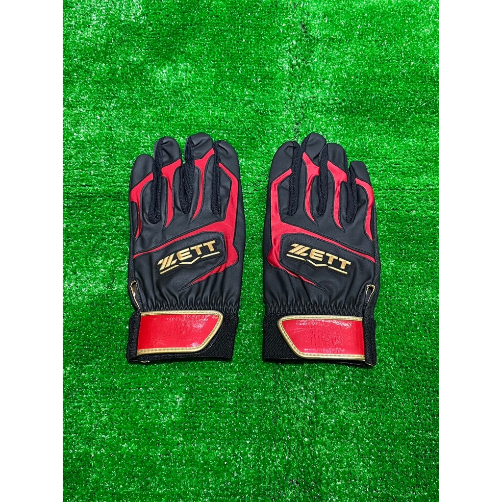 棒球世界全新 ZETT 一雙販售打擊手套特價 紅/黑 (BBGT-999)只有XO下殺
