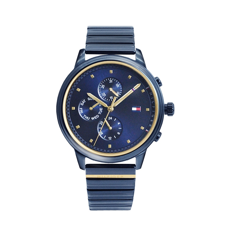 Tommy Hilfiger | 藍色三眼手錶 x 藍面 x 藍色不鏽鋼錶帶 1781893