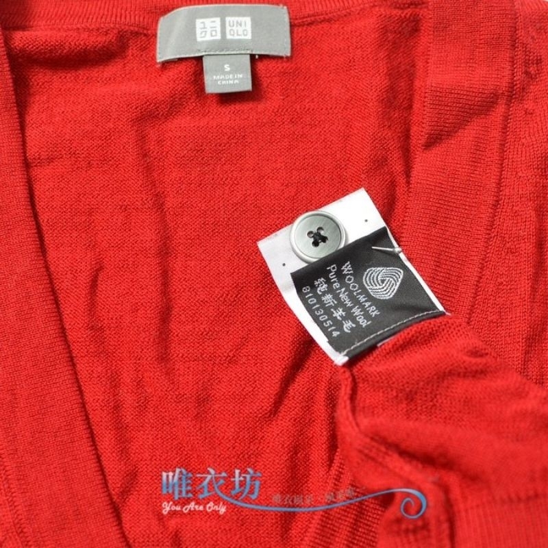 UNIQLO 大紅色 純羊毛 薄針織外套