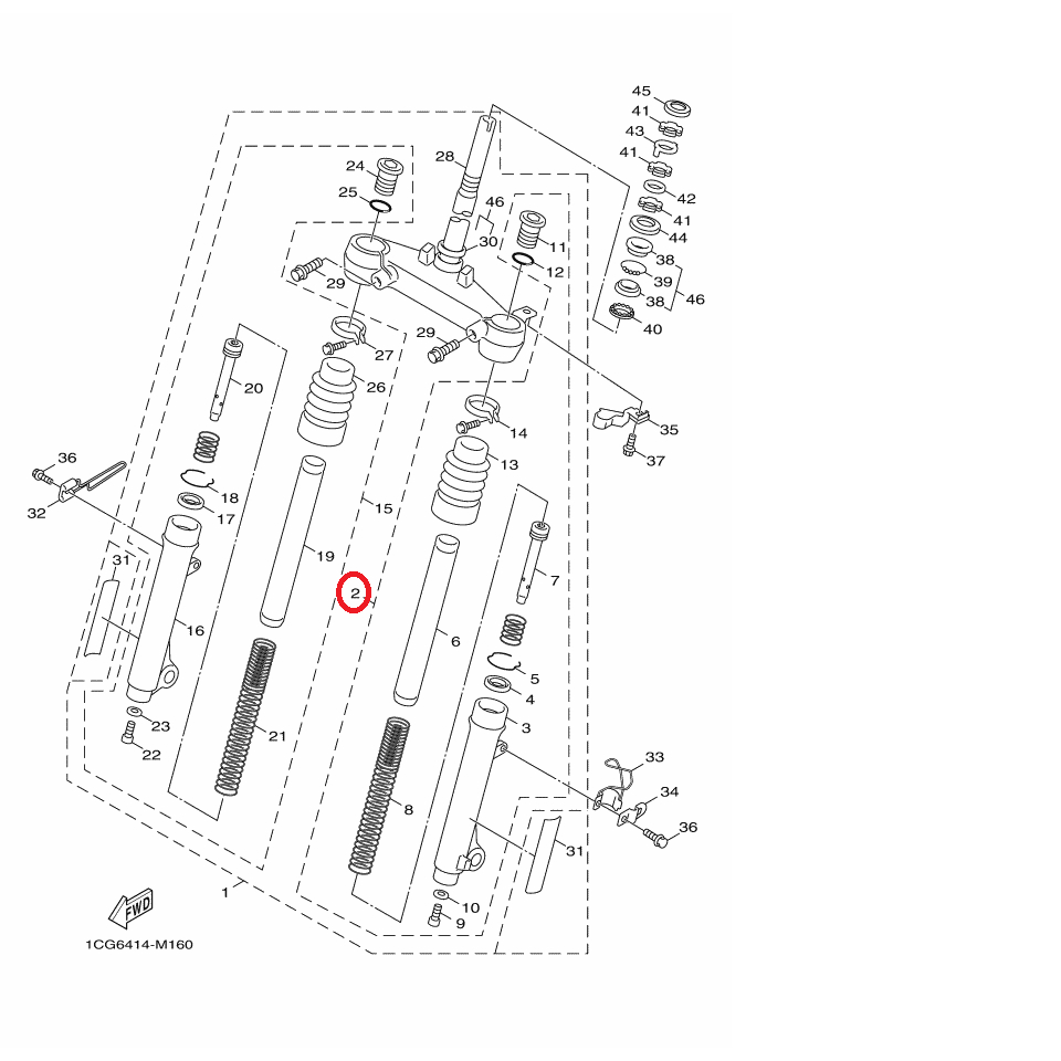 YAMAHA 原廠 RS ZERO 100 浪花碟盤 亮黑 左前避震器 左前叉內外管組 料號：1CG-F3102-00