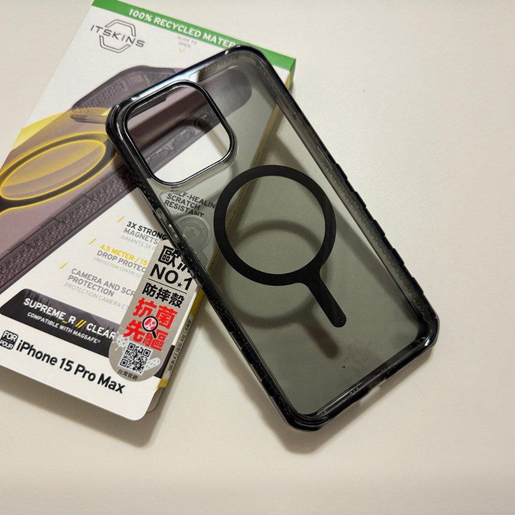 【 王阿姨二手店】ITSKINS iPhone 15 Pro Max SUPREME R CLEAR-防摔保護殼(石墨)