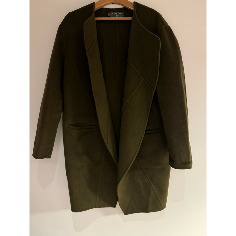 🇫🇷法國品牌 Cotelac 墨綠色 繭型羊毛大衣