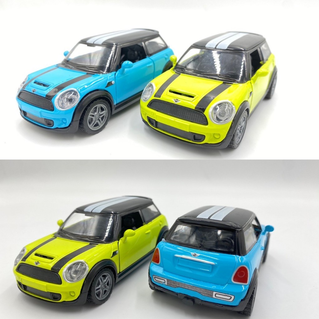 【玩具兄妹】現貨! 1:32英國Mini cooper三門系列(土耳其藍/萊姆綠) 回力裝置 車門可開關 ST安全玩具
