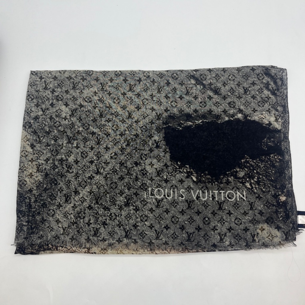 【哈極品】美品《Louis Vuitton LV 滿版字紋 仿舊 蔡依林 大披巾/圍巾/配件》