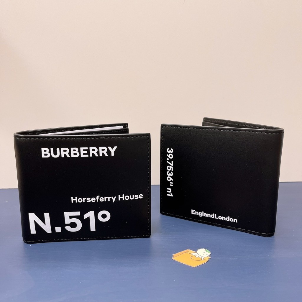 【現貨】Burberry 座標印花 短夾 8卡 皮夾 男夾