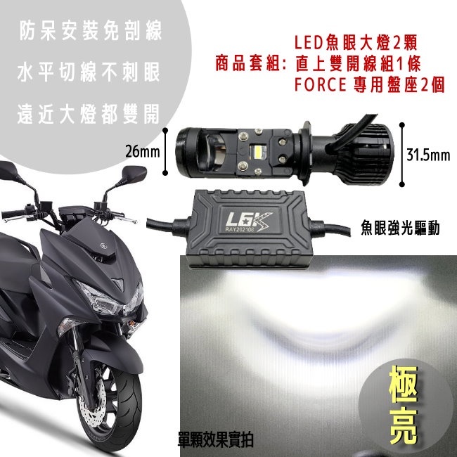 🌟G7S FORCE直上雙開魚眼LED大燈‧散熱風扇加強壽命‧FORCE雙近雙遠‧也有FORCE 2.0款