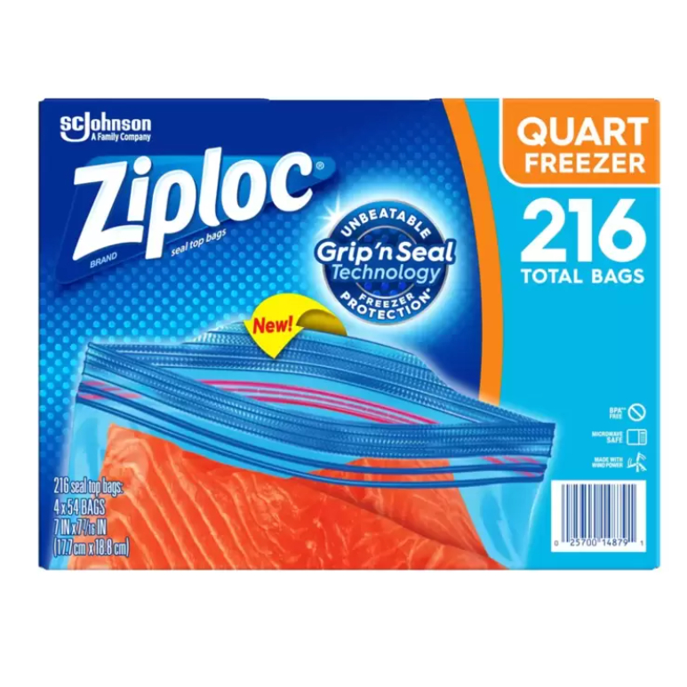 【現貨】美國 Ziploc 雙層夾鏈冷凍保鮮袋 17.7公分 X 18.8公分