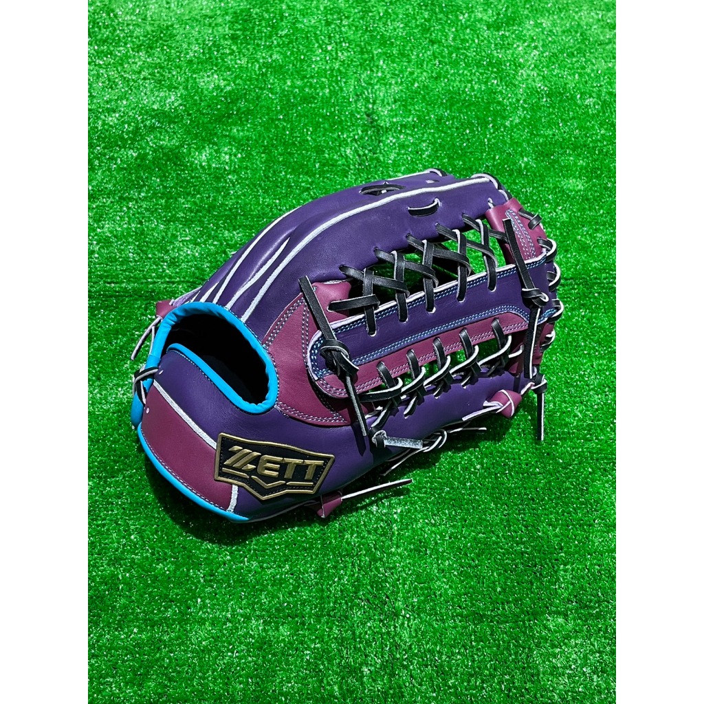 棒球世界ZETT SPECIAL ORDER 訂製款棒壘球手套特價外野13吋紫配色T網檔