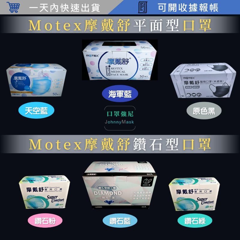 【口罩強尼】【醫療級】【3月優惠】摩戴舒 MOTEX  平面 鑽石型 口罩 華新 醫療口罩 立體口罩 舒適口罩