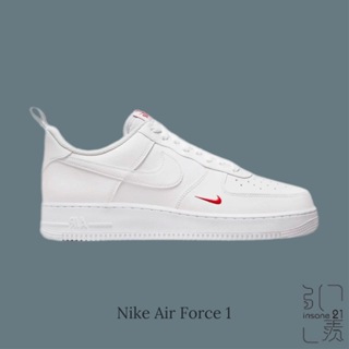 NIKE AIR FORCE 1 白紅 小勾 皮革 空軍一號 男 休閒鞋 FZ7187-100【Insane-21】