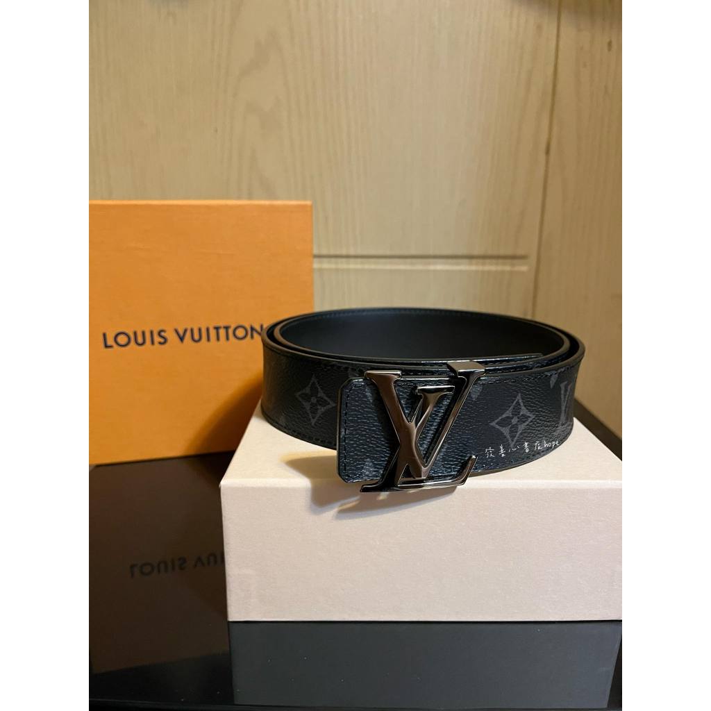 正品 Louis Vuitton LV大logo黑灰老花BRAZZA皮帶