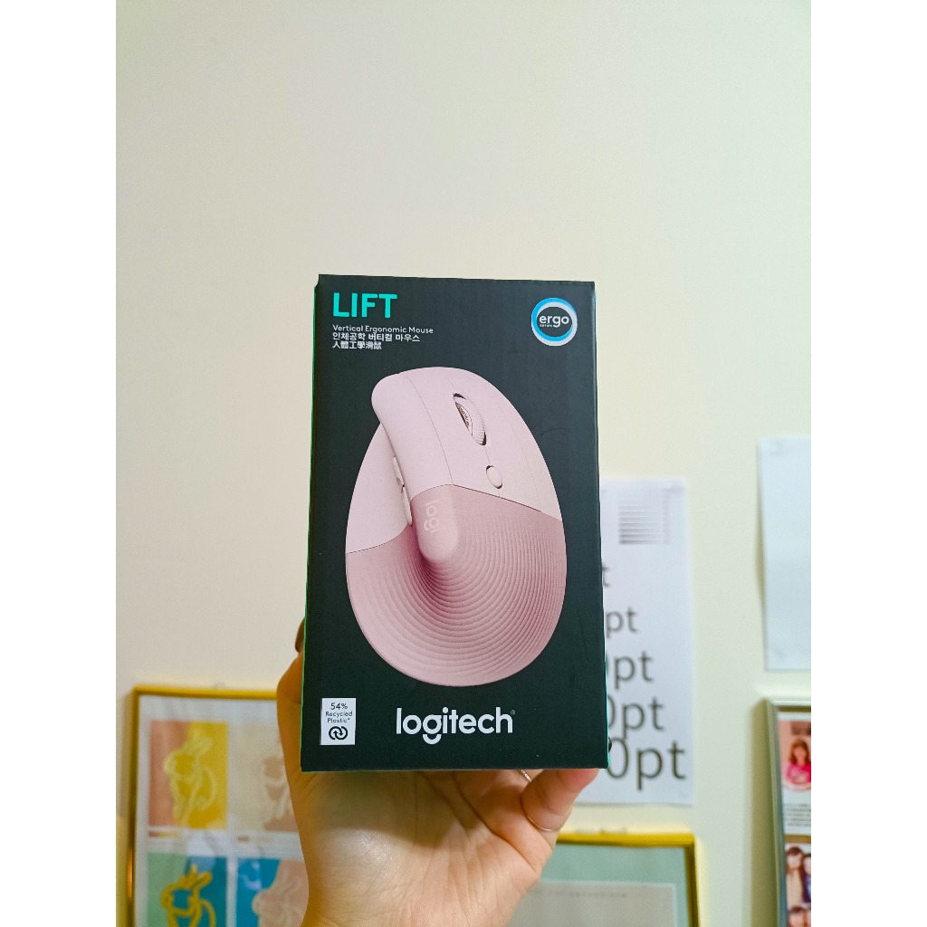 【9成9新】Logitech 羅技 LIFT 直立式滑鼠 無線滑鼠 藍牙 人體工學 高速捲動 藍牙 滑鼠 玫瑰粉