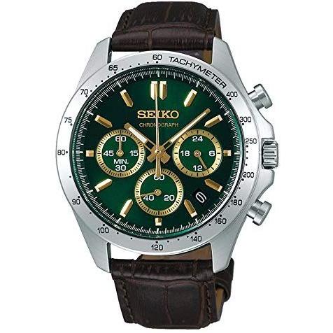 【金台鐘錶】SEIKO 精工 SBTR017 (附原廠盒) 防水100米 皮錶帶 三眼計時男錶 綠面 40mm