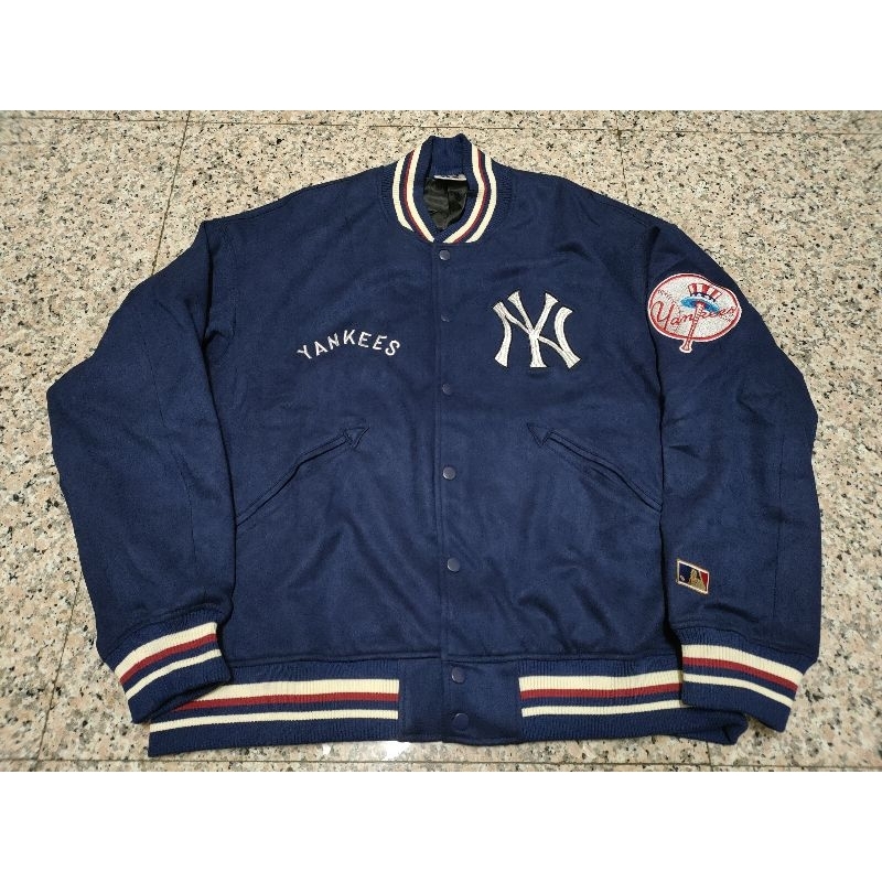 Yankees NY 洋基隊 刺繡LOGO 棒球外套 嘻哈 饒舌 尺寸：M胸圍122衣長68 L胸圍126衣長70