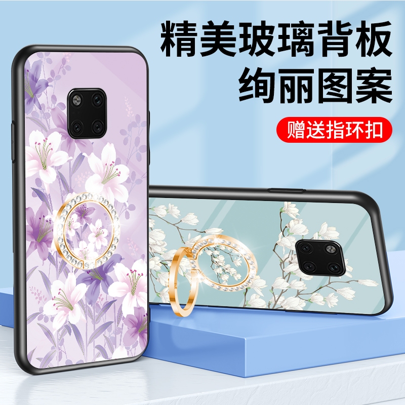 繁花玻璃 華為 Mate20 Pro 手機殼 全包 保護殼 防摔 mate20X 彩繪鋼化背蓋 矽膠軟邊 手機套 保護套