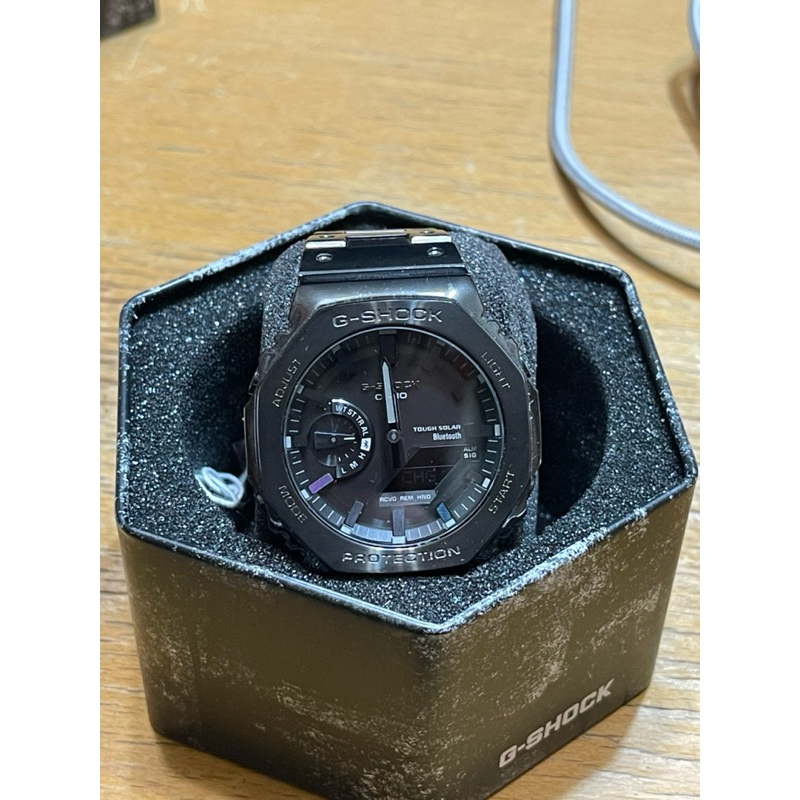 CASIO 卡西歐 G-SHOCK 金屬 黑 農家橡樹 雙顯腕錶 聖誕禮物(GM-B2100BD-1A)