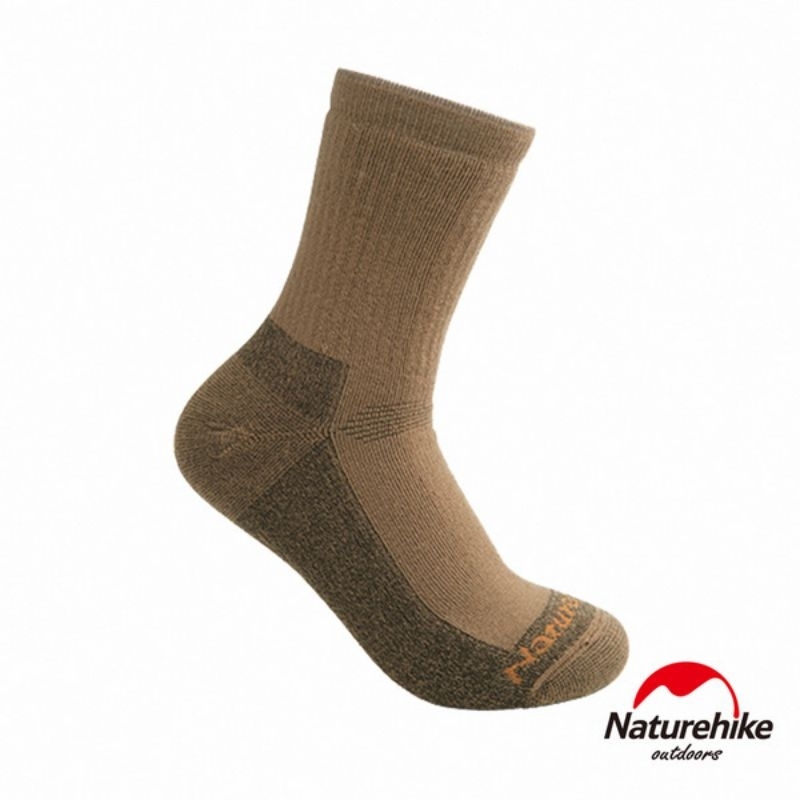 [全新]Naturehike美麗諾羊毛襪 加厚減震保暖中筒 咖 22.5-24.5