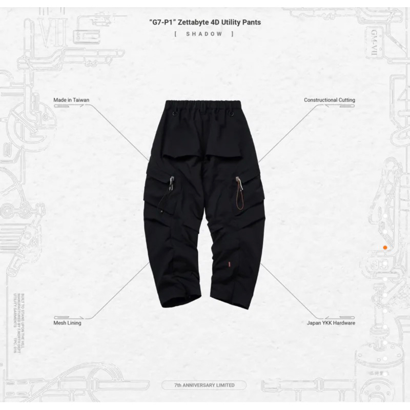 “G7-P1” Zettabyte 4D Utility Pants - Shadow 1號 GOOPiMADE 七週年