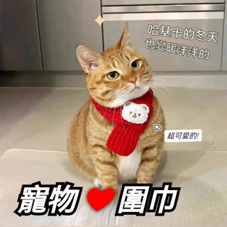 台灣現貨貓咪修狗寵物圍巾 毛線針織新年飾品 寵物保暖造型兩用圍巾 寵物新年套裝 寵物新年衣 新年頭套 寵物項圈 貓咪項圈