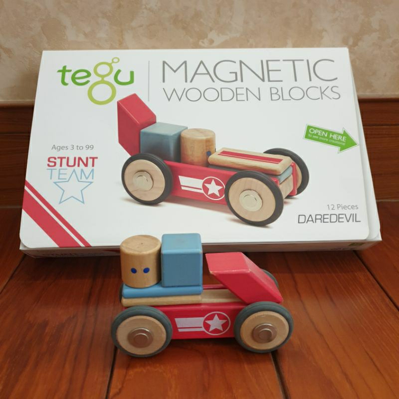 tegu 磁性木製積木 特技小組 達爾魔跑車 12件組