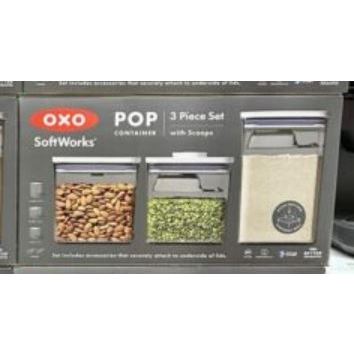 限量特價~OXO SW POP 方形按壓塑膠收納罐 含蓋共8件組 / 好市多代購
