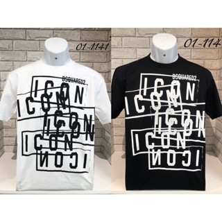 高雄凡賽斯歐洲精品 DSQUARED2 D2 半滿版噴漆印章字型LOGO 黑色 白色 短T/T-SHIRT