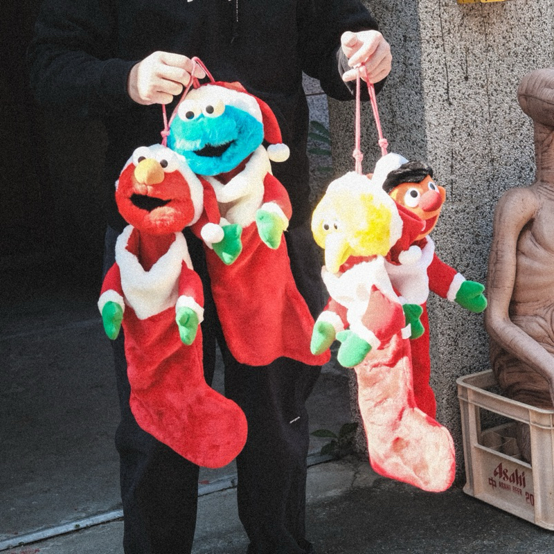 Myu - Sesame Street 芝麻街 Elmo 餅乾怪獸 大鳥 Ernie 聖誕襪 布偶 娃娃 擺飾 收藏