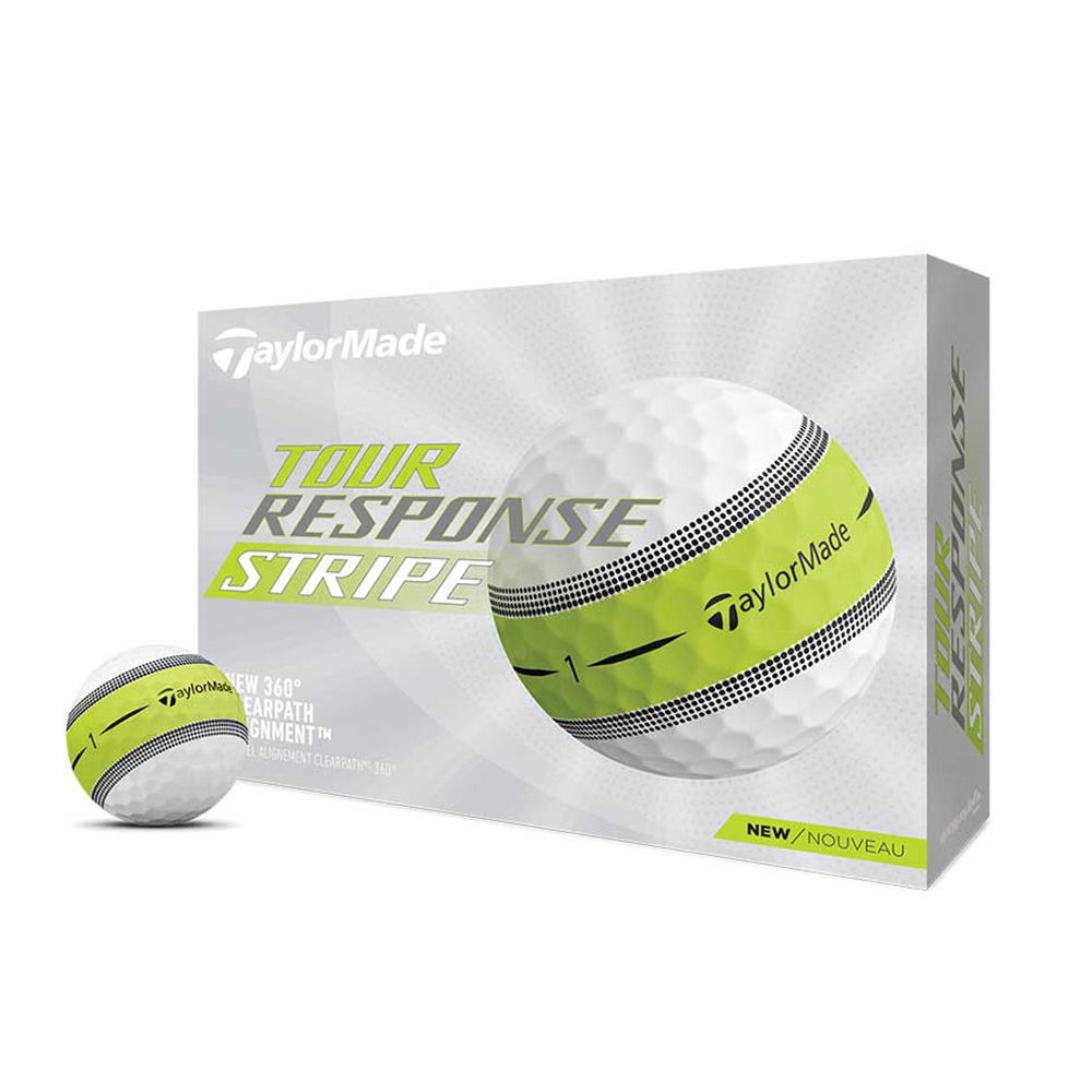 【TaylorMade】 Tour Response Stripe Golf Ball條紋高爾夫球｜三層球｜白黃