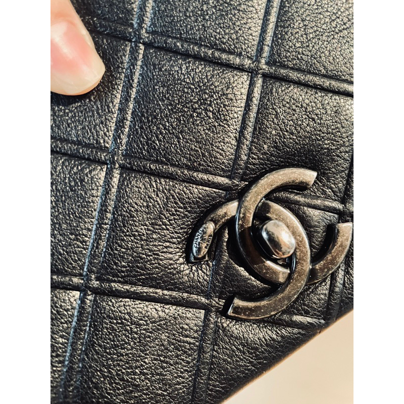 CHANEL CAMBON復古銀黑 季節款flap單蓋包 mini20