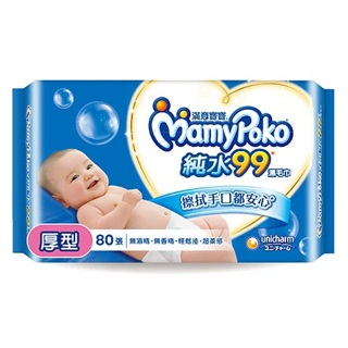 【MamyPoko 滿意寶寶】天生柔嫩溫和純水濕毛巾／厚型（80抽/包）(效期至2025/7/10) - 德昌藥局