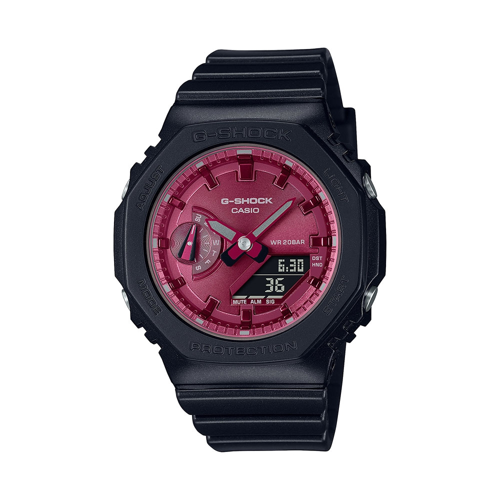 CASIO卡西歐 G-SHOCK 優雅酒紅 八角形雙顯電子錶 (GMA-S2100RB-1A)