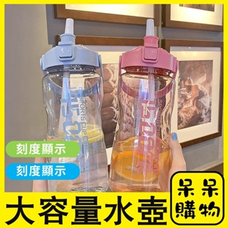 【呆呆購物】大容量防漏吸管杯 2000ml水壺 手提水壺 吸管水杯 運動水壺 大容量水壺 防漏水壺 吸管杯【C035