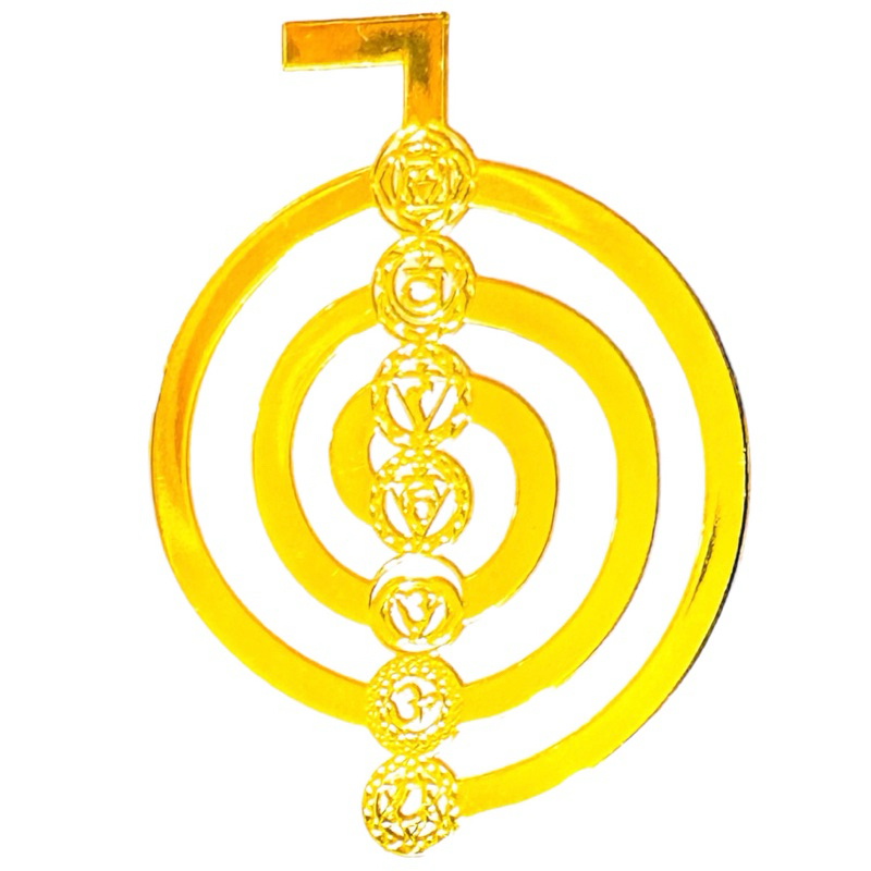 七脈輪 靈氣符 3.5cm 神聖幾何金屬貼片 銅合金 能量符號 冥想 磁場 靈性提升轉化 奧剛 金字塔 材料 居家佈置