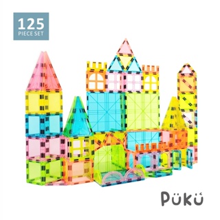 PUKU藍色企鵝 LetFree想•自由 堆堆樂磁力積木組125片(附收納盒)