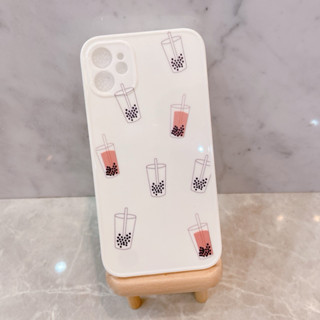 iPhone 11專用 ins韓國 卡通塗鴉珍珠奶茶飲料杯 白色蘋果手機殼 全包軟殼 保護殼 保護套 手機套 手機殼