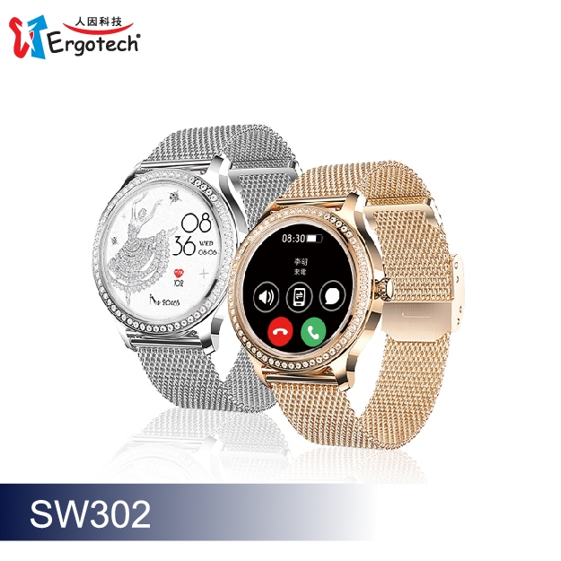 【人因科技】 ERGOLINK SW302時尚晶鑽鋯石智慧通話腕錶(加贈原廠錶帶一組)