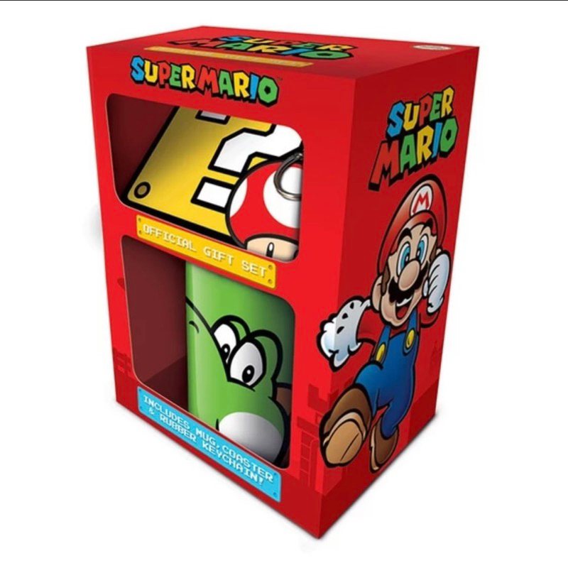 全新超級瑪利歐 Super Mario 耀西 Yoshi 馬克杯杯墊鑰匙圈禮物組 (內含馬克杯、杯墊、鑰匙圈)