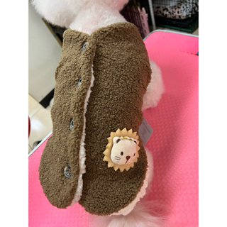 可愛立體小獅子QQ毛羊羔絨保暖寵物衣服（版型偏小）狗保暖衣服 貓保暖衣服 寵物背心外套 寵物QQ毛衣服