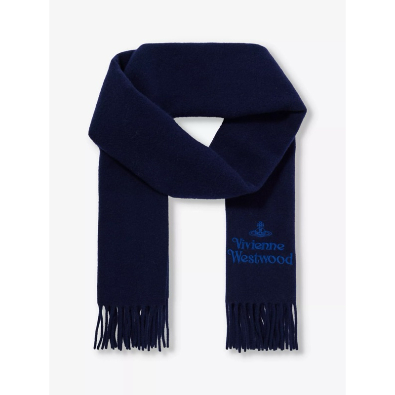 100%🇬🇧Vivienne Westwood Brand-embroidered wool scarf西太后圍巾
