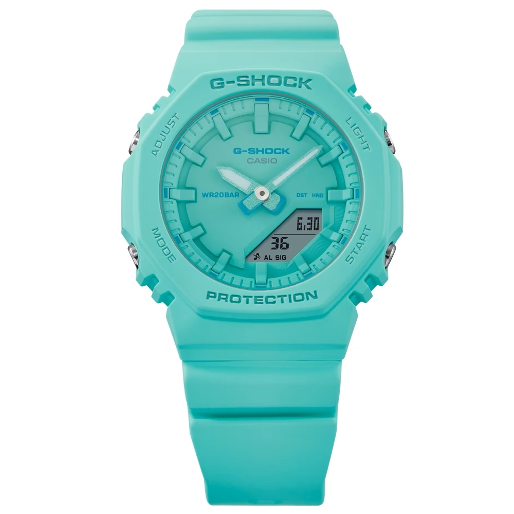 CASIO 卡西歐 G-SHOCK  綠松藍色 同色時尚 八角形錶殼 GMA-P2100-4A
