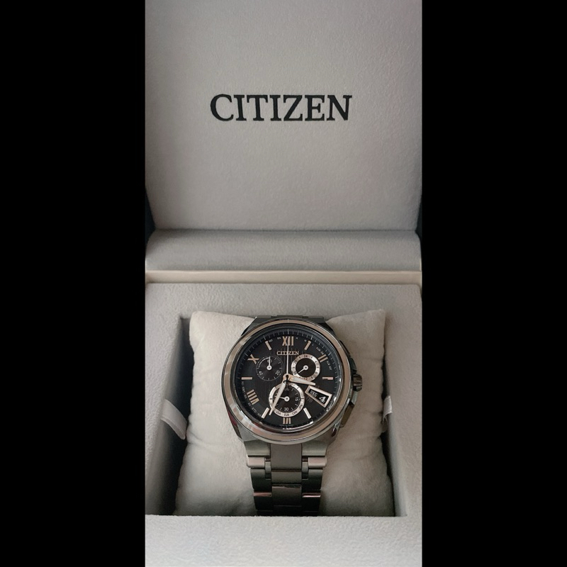 CITIZEN星辰 型號BY0044-69E款式 鈦金屬錶帶 絕無刮傷 電波世界時間計時腕錶 藍寶石鏡面