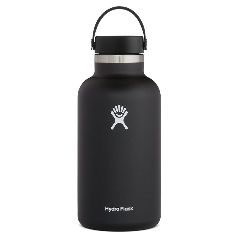 【Hydro Flask 美國】64oz/1900ml 寬口提環保溫瓶 時尚黑 隨身壺 HFW64BTS001